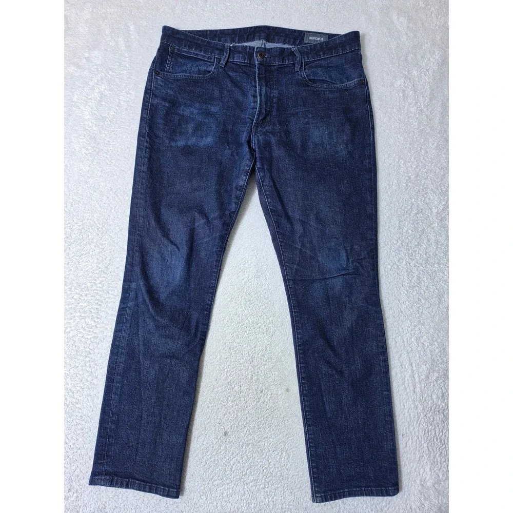 Bonobos Tailored Mens 35/30 Jeans Blue Cott Blend Stretch Dark Wash 23083-BLU32